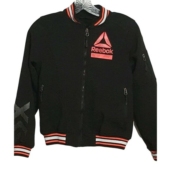 REEBOK Girls Practice Track Jacket Black Size M 10-12 - Picture 2 of 8